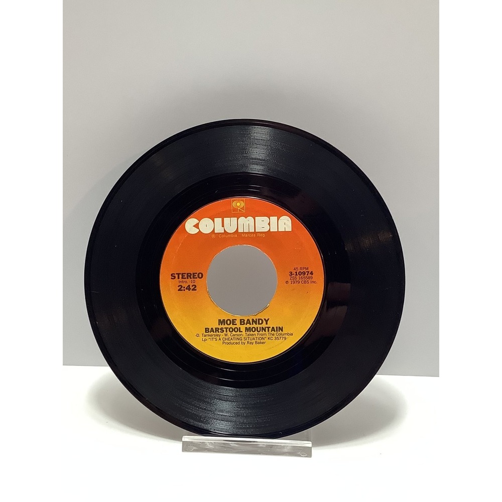 Moe Bandy - Barstool Mountain 7" Single Record 1979 Columbia Country 45 RPM